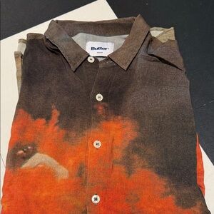 Butter Men's Casual Button Down Shirt - Brown and Orange